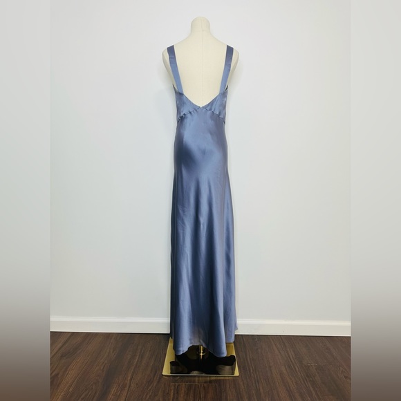 Dannijo Silk Slip Gown In Mystic Blue - Picture 7 of 10